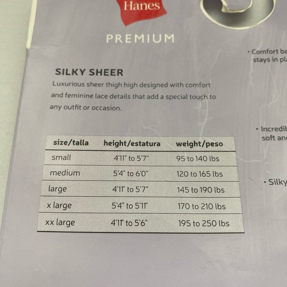 Hanes premium Silky Sheer Lace Thigh Highs. Color Nude, size Medium. NWT - Picture 9 of 11